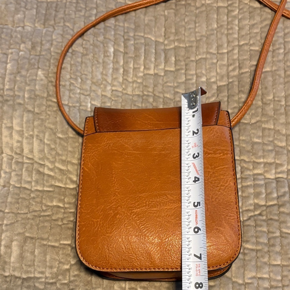 Studded Tan Leather Crossbody Bag - Picture 3 of 4